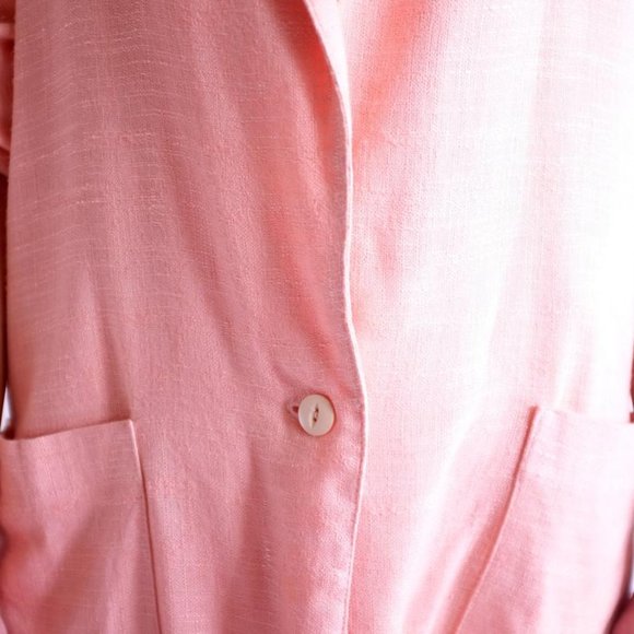 Vintage Pink Oversized Linen Blazer Size 6 - Picture 5 of 7